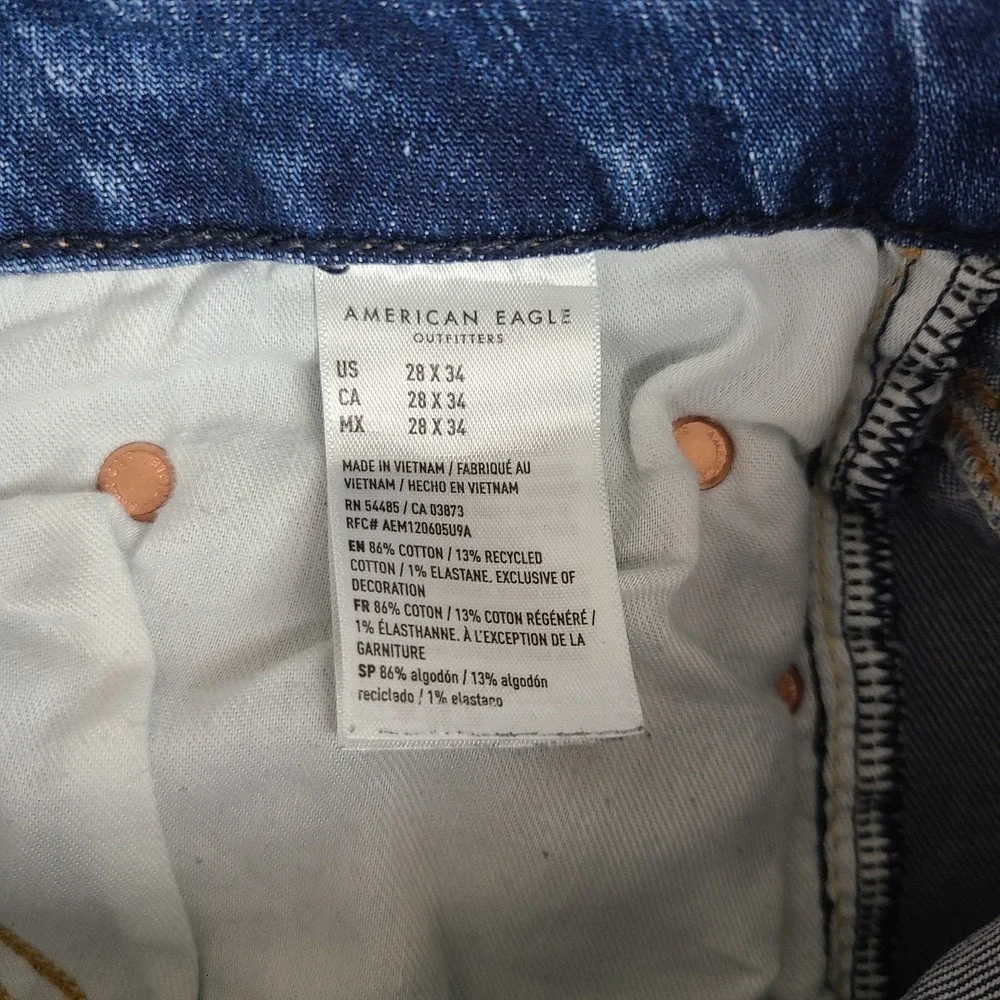 American Eagle Jeans Mens 28x34 Blue Airflex + Relaxed Straight‎ Dark Wash Denim